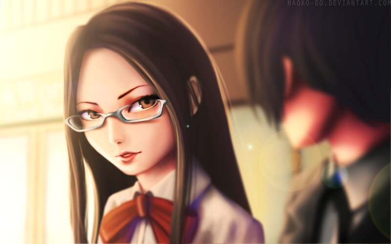 Anime Girl with Glasses — Brown, Calm, Afternoon, Digital Art