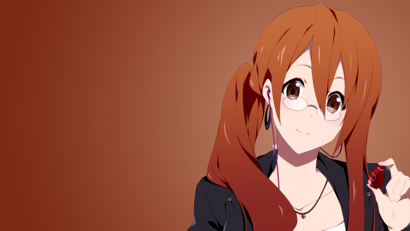Anime Girl with Glasses — Brown, Calm, Earbuds