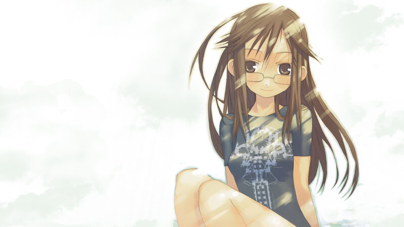 Anime Girl with Glasses — Brown, Calm, T-shirt