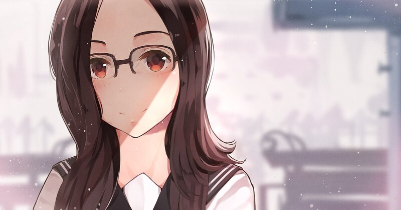 Anime Girl with Glasses — Brown, Calm, Winter