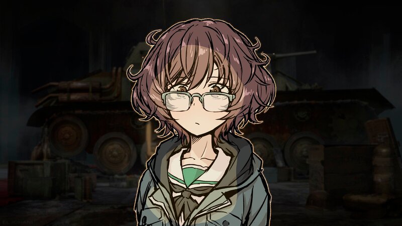Anime Girl with Glasses — Brown, Dramatic, Night