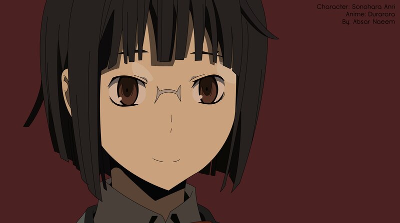 Anime Girl with Glasses — Brown, Neutral, Short Hair, Collar