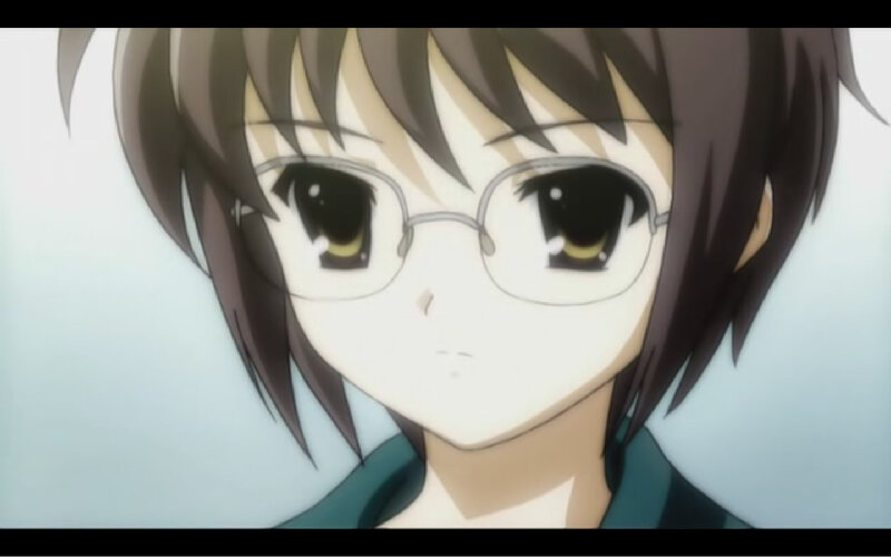 Anime Girl with Glasses — Brown, Neutral, Short Hair