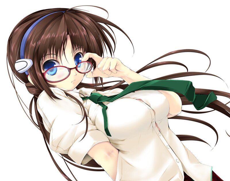 Anime Girl with Glasses — Brown, Playful, Headphones