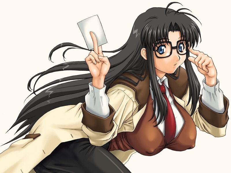 Anime Girl with Glasses — Brown, Playful