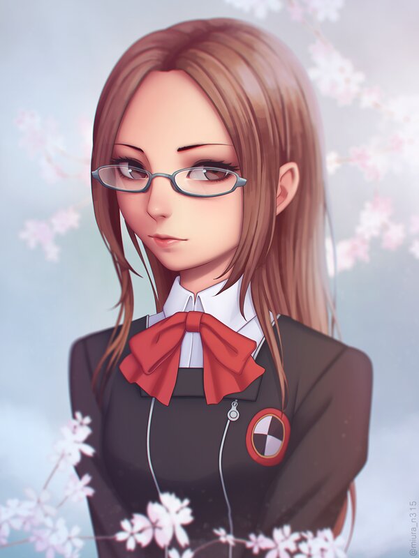 Anime Girl with Glasses — Brown, Serene