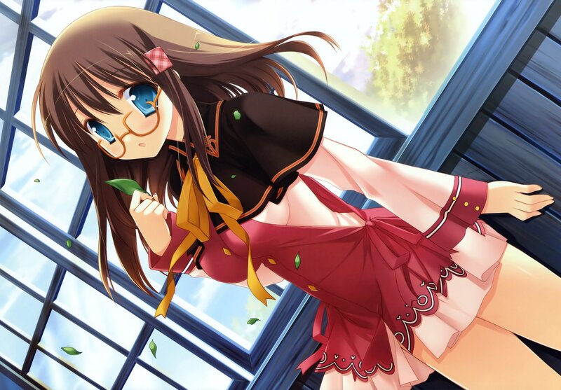 Anime girl with glasses by window
