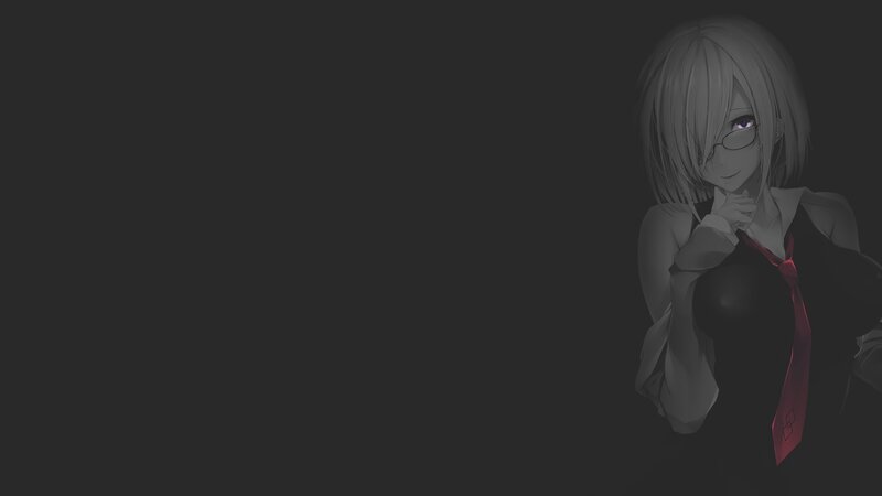 Anime Girl with Glasses — Gray, Dark