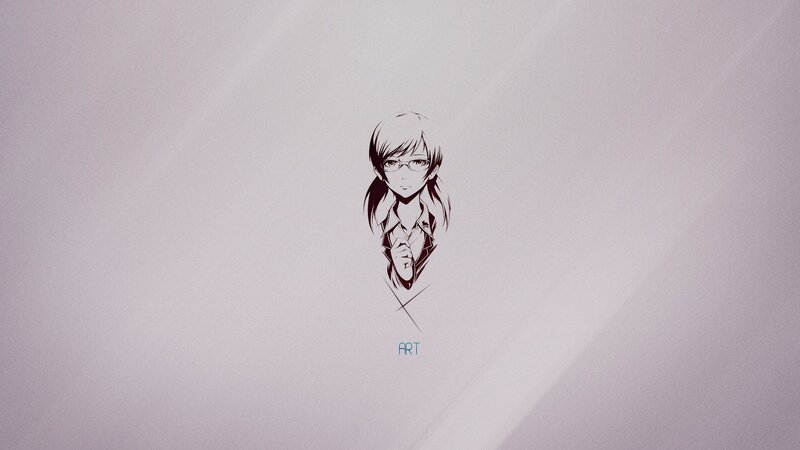 Anime Girl with Glasses — Gray, Minimalist
