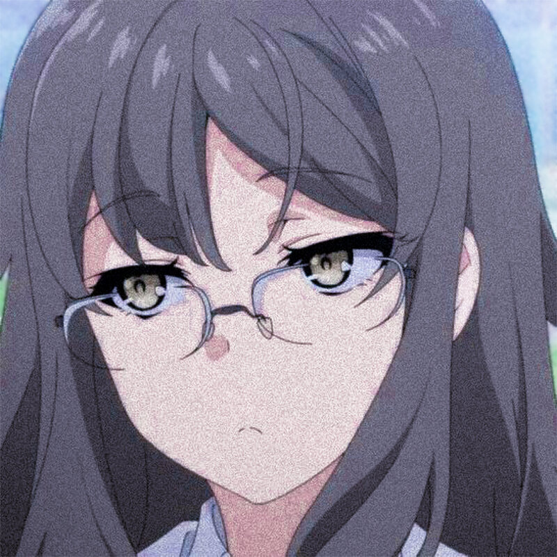Anime Girl with Glasses — Gray, Neutral, Long Hair