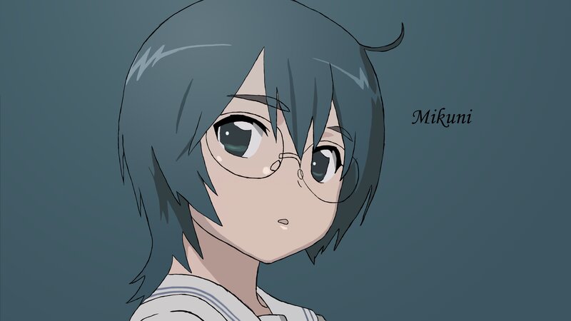 Anime Girl with Glasses — Gray, Neutral, Short Hair