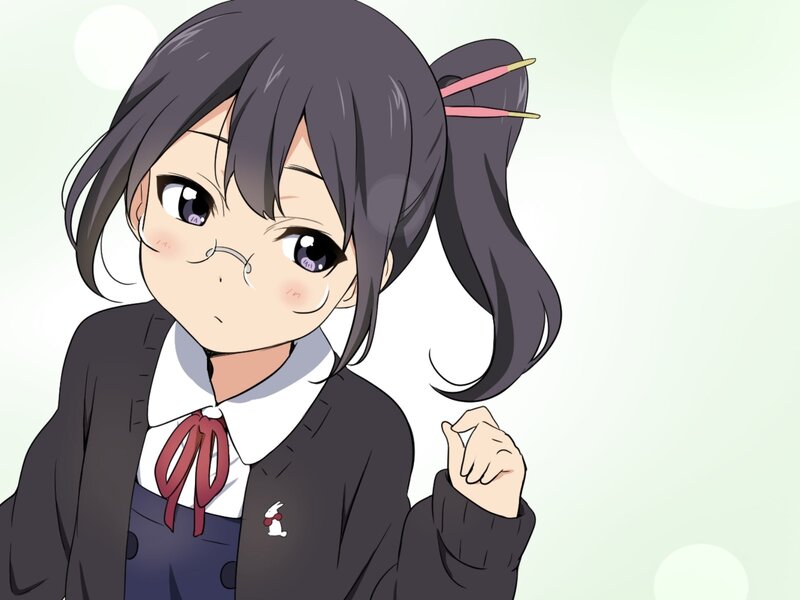 Anime Girl with Glasses — Gray, Playful