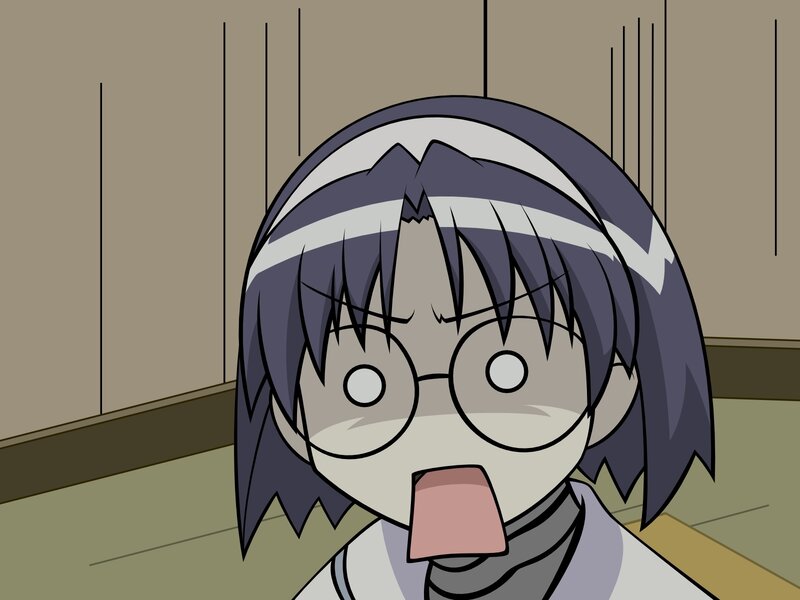 Anime Girl with Glasses — Gray, Surprised