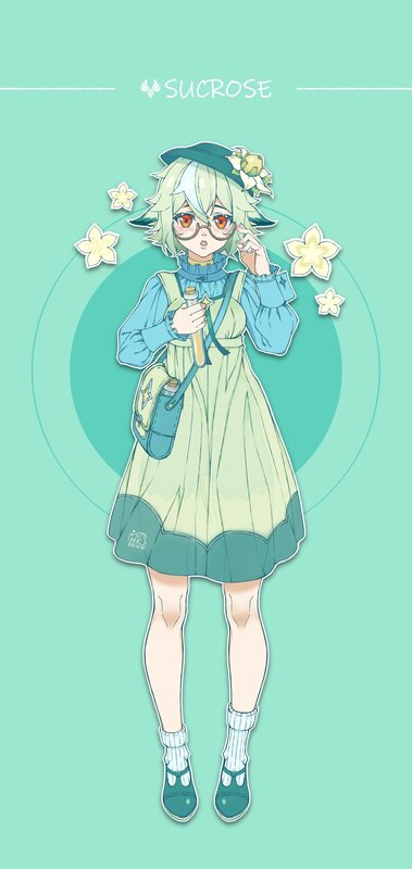 Anime Girl with Glasses — Green, Calm, Digital Art