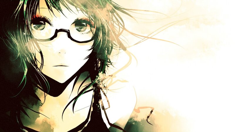 Anime Girl with Glasses — Green, Dramatic, Manga