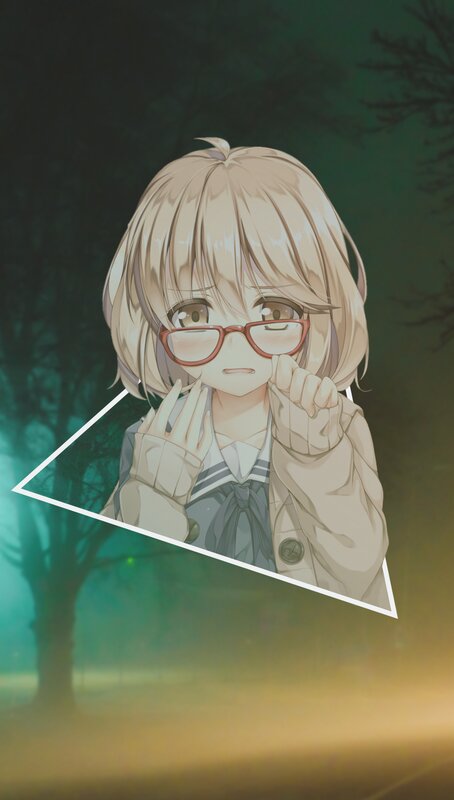 Anime Girl with Glasses — Green, Mysterious, Night, Coat