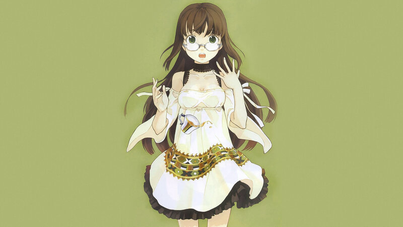 Anime Girl with Glasses — Green, Neutral, Dress