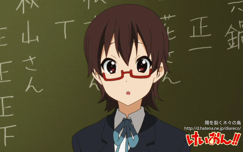 Anime Girl with Glasses — Green, Neutral, School Uniform, Blackboard
