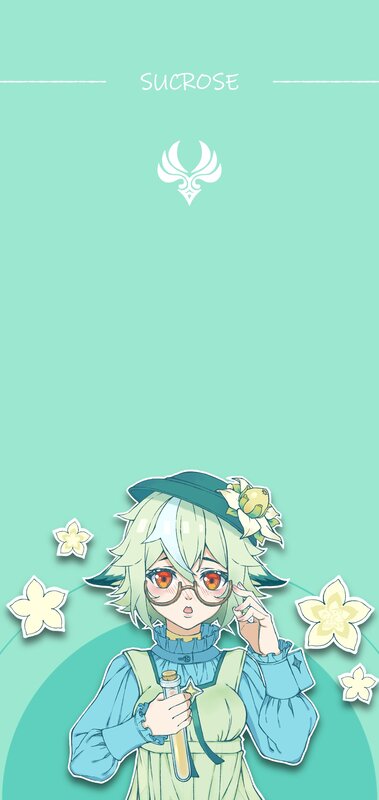 Anime Girl with Glasses — Mint Green