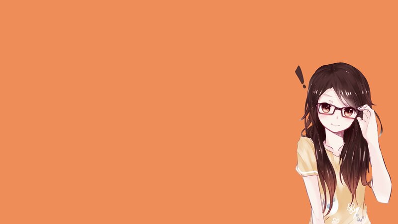Anime Girl with Glasses — Orange, Calm, Long Hair