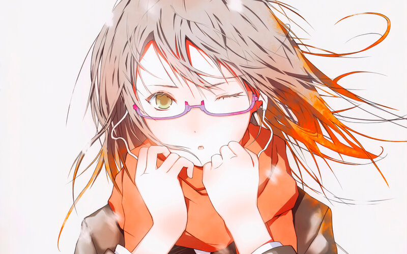 Anime Girl with Glasses — Orange, Calm