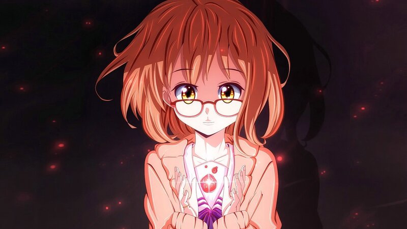 Anime Girl with Glasses — Orange, Dramatic, Night, Red Hair
