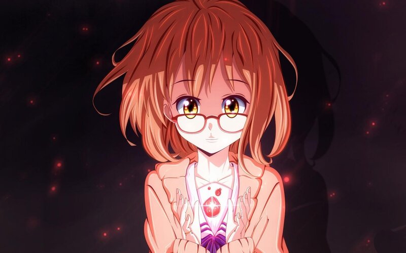 Anime Girl with Glasses — Orange, Dramatic, Night
