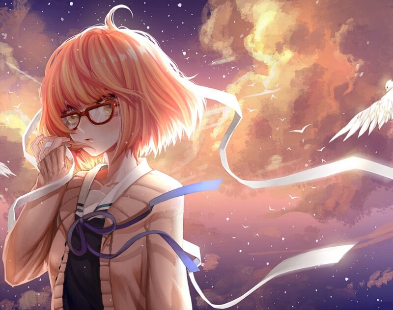 Anime Girl with Glasses — Orange, Dramatic