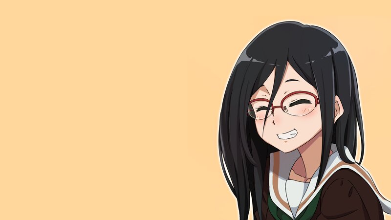 Anime Girl with Glasses — Orange, Happy