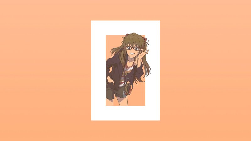 Anime Girl with Glasses — Orange, Playful, Jacket