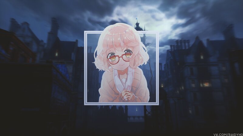 Anime Girl with Glasses — Pink, Dramatic, Night, Cityscape