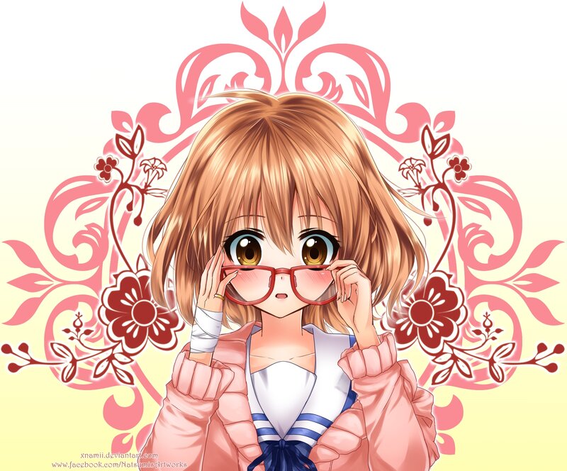 Anime Girl with Glasses — Pink, Playful, Digital Art