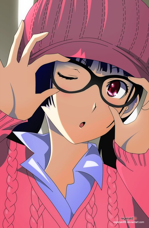 Anime Girl with Glasses — Pink, Playful, Manga
