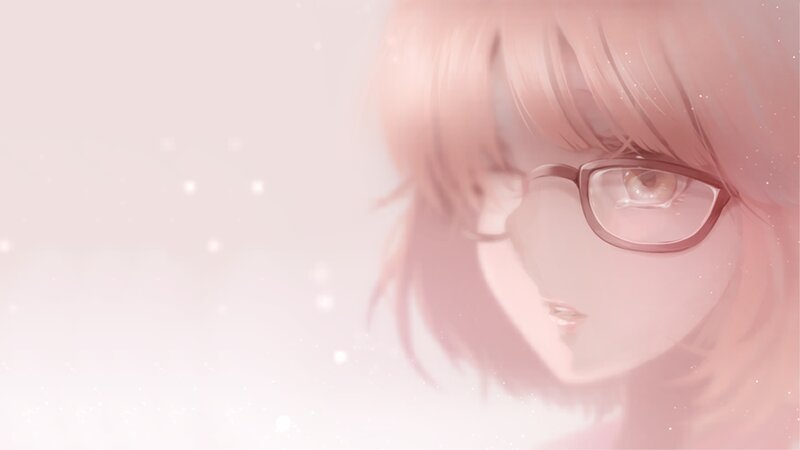Anime Girl with Glasses — Pink, Serene, Digital Art