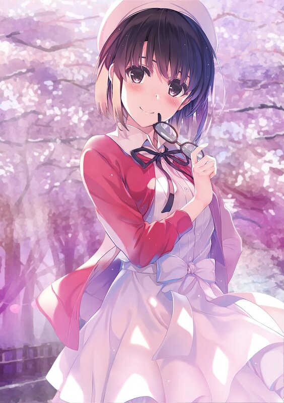 Anime Girl with Glasses — Pink, Serene, Spring, Dress