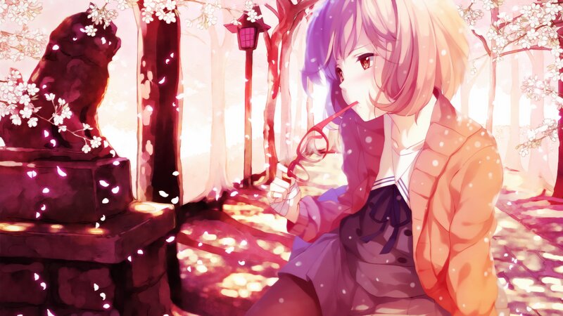 Anime Girl with Glasses — Pink, Serene, Spring