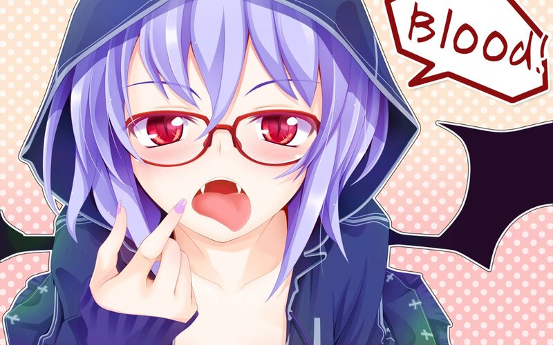Anime Girl with Glasses — Purple, Dramatic, Manga