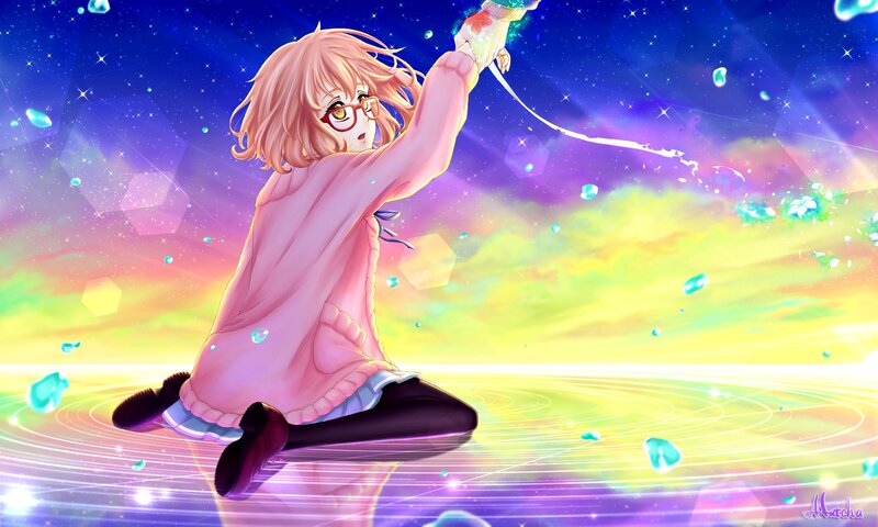 Anime Girl with Glasses — Purple, Dreamy, Night