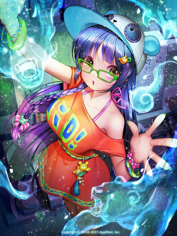 Anime Girl with Glasses — Purple, Energetic, Digital Art