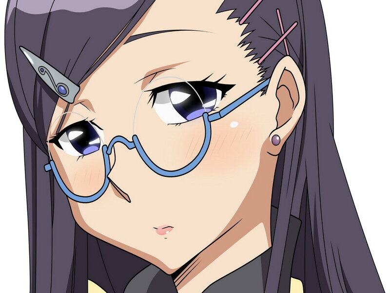 Anime Girl with Glasses — Purple, Neutral, Manga, Hair Clips