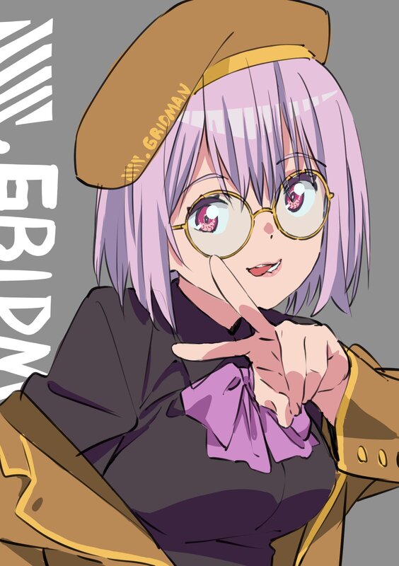 Anime Girl with Glasses — Purple, Playful, Beret