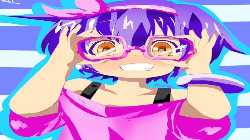 Anime Girl with Glasses — Purple, Playful, Headband