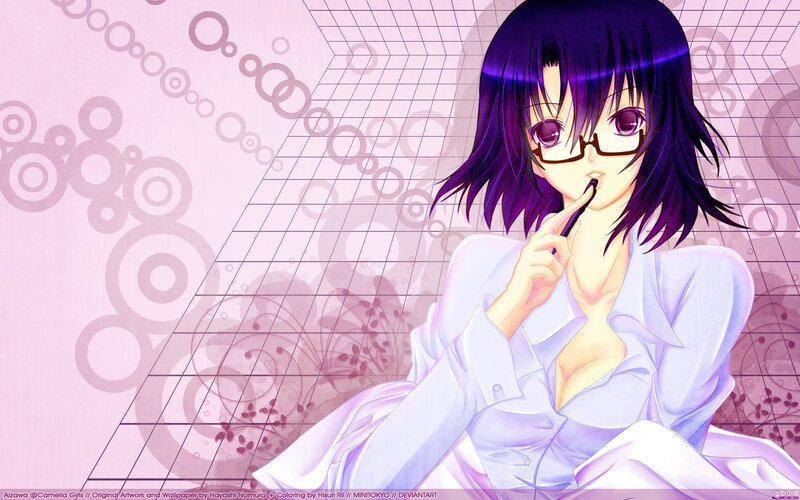 Anime Girl with Glasses — Purple