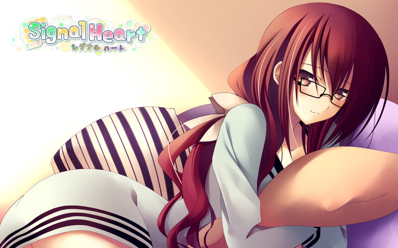 Anime Girl with Glasses — Red, Calm