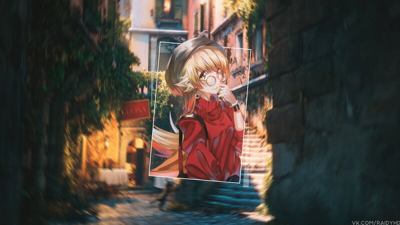 Anime Girl with Glasses — Red, Dramatic, Sunset