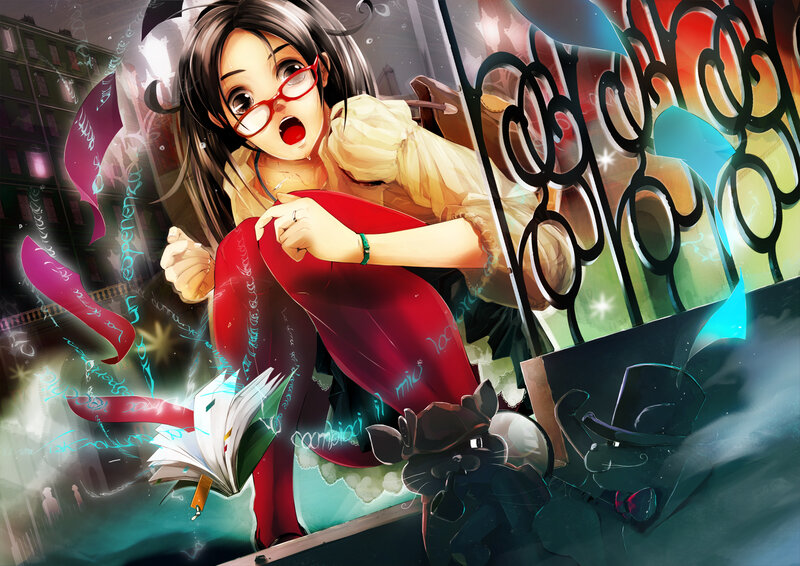 Anime Girl with Glasses — Red, Dramatic