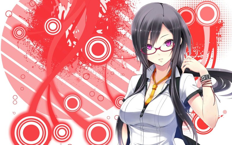 Anime Girl with Glasses — Red, Dynamic