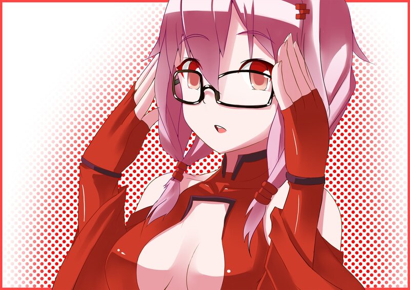 Anime Girl with Glasses — Red, Playful, Red Outfit