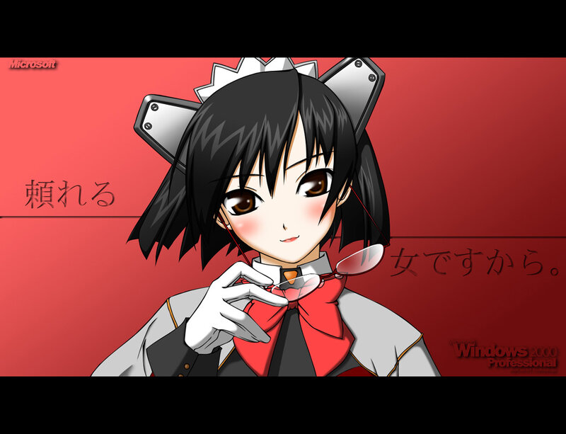 Anime Girl with Glasses — Red, Playful