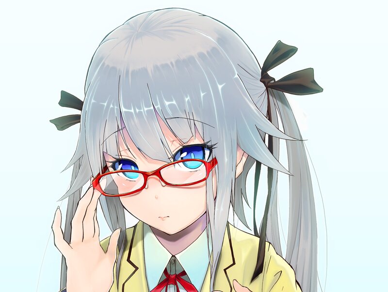 Anime Girl with Glasses — Silver